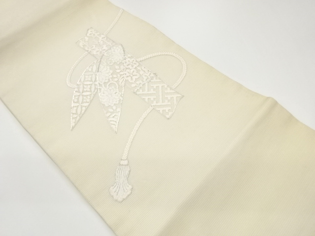 JAPANESE KIMONO / NAGOYA OBI FOR SUMMER / EMBROIDERY / CLASSICAL PATTERN